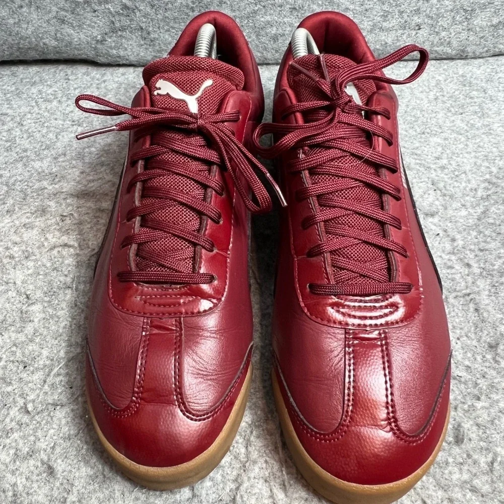 Puma Roma Scuderia Ferrari Mens Burgundy Leather Sneakers Shoes Gum Sole Size 10